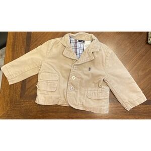 Izod Baby Tan Blazer Corduroy Plaid Lined Jacket Sport Coat Size 12 Month